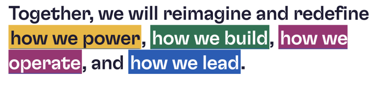 Sustainability Image "Together, we will reimagine and redefine how we power, how we build, how we operate, and how we lead."